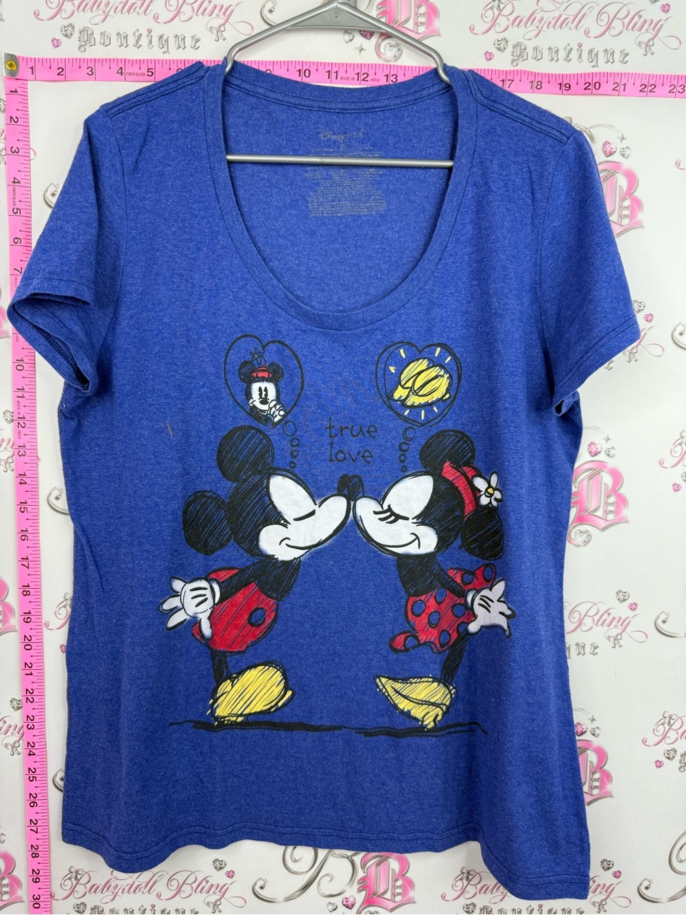 Disney store tshirt Blue Mickey & Minnie 'True Love' Short Sleeve Tee